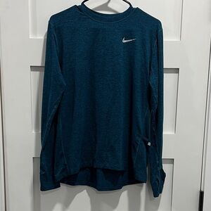 Nike Dri-Fit Blue Long Sleeve Shirt with Swoosh